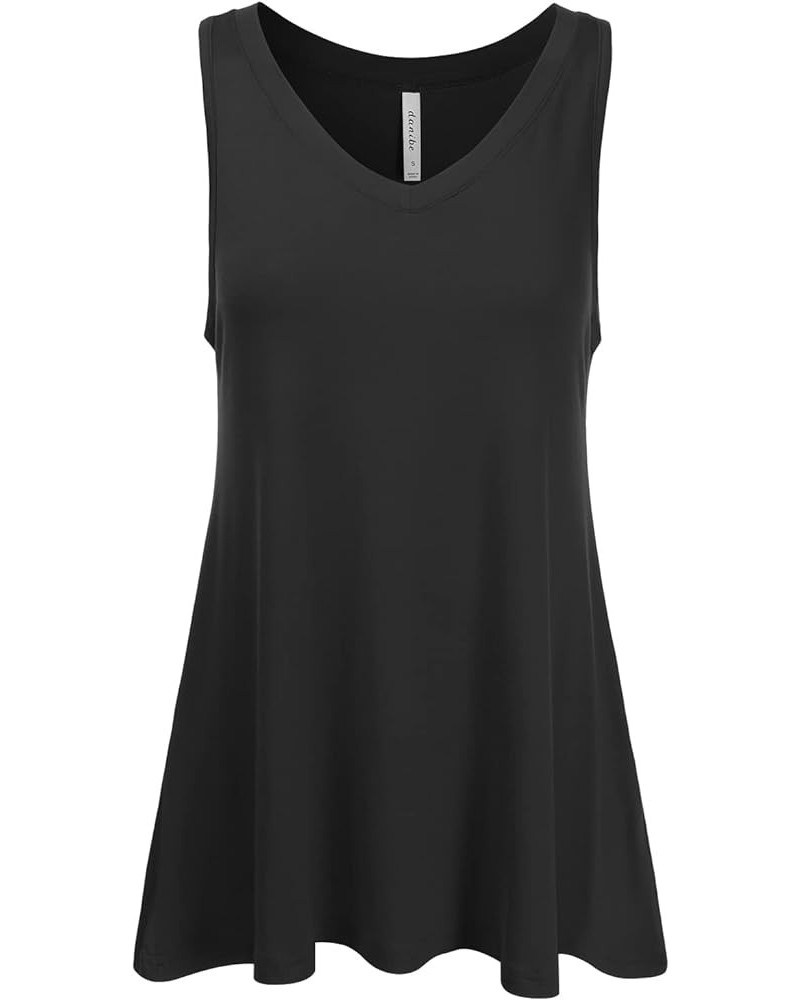 Women's Sleeveless V-Neck Flowy Blouse Tunic Top Soft Shirts (S-XXL) Dbt102_black $9.02 Tops