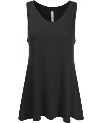 Women's Sleeveless V-Neck Flowy Blouse Tunic Top Soft Shirts (S-XXL) Dbt102_black $9.02 Tops