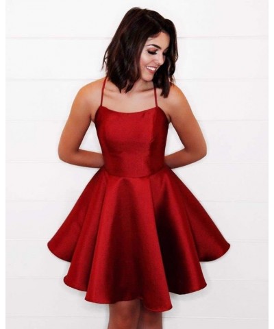 Junior's Spaghetti Straps Homecoming Dress for Teens 2023 Satin Short Prom Dresses Cocktail Gowns RO064 Purple $25.62 Dresses