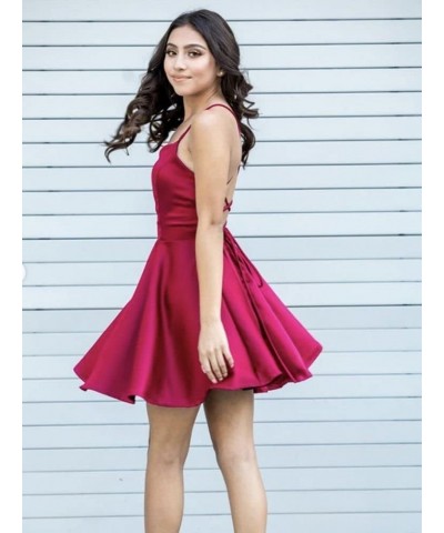 Junior's Spaghetti Straps Homecoming Dress for Teens 2023 Satin Short Prom Dresses Cocktail Gowns RO064 Purple $25.62 Dresses