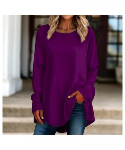 Long Sleeve Shirts for Women Dressy Casual Oversized Tunic Top for Leggings Shirts Crewneck Pullover Loose Fit T Shirt 1-dark...