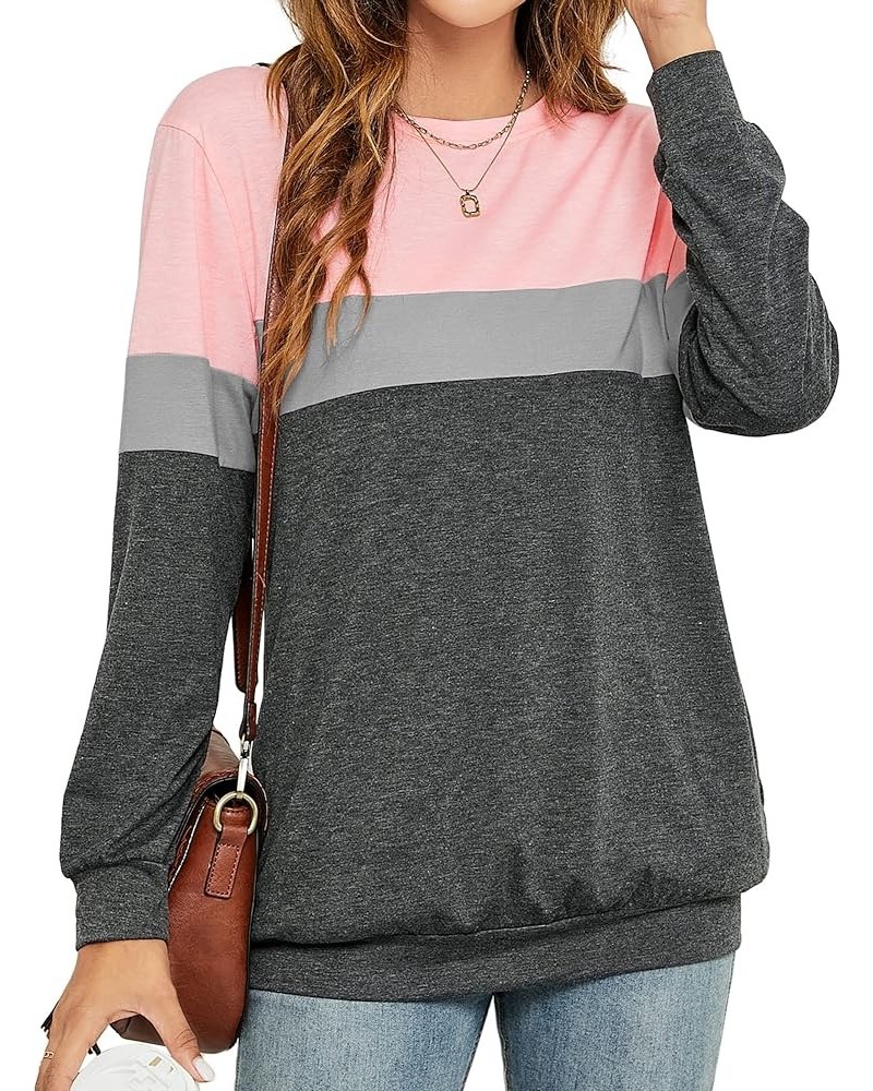 Women's Casual Loose Fit Tunic Tops Long Sleeve Comfy Sweatshirts Pullover T-Shirts Blouses C-pink $17.04 Hoodies & Sweatshirts