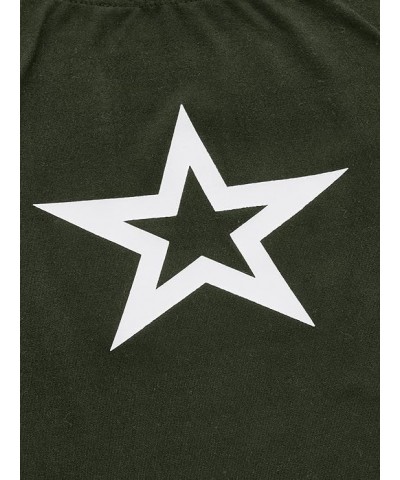 Women's Star Print Color Block Crop Tee Top Slim Fit Short Sleeve T Shirt Black and White XS Medium Army Green $12.41 T-Shirts