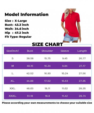 Women's Lapel Collar Shirt Short Sleeve V Neck T Shirts Buttons Summer Blouses Business Casual 2024 Vintage Clothes 027- Cyan...