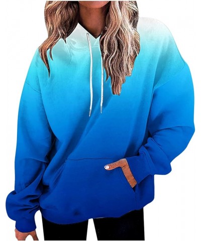 Womens Hoodie Sweatshirts Trendy 2022 Tie Dye Casual Long Sleeve Tunic Tops Loose Fit Pullover Blouses with Pockets Z01 Blue ...