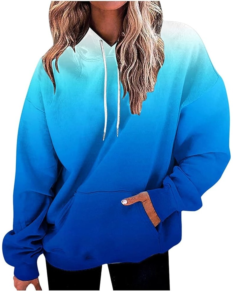 Womens Hoodie Sweatshirts Trendy 2022 Tie Dye Casual Long Sleeve Tunic Tops Loose Fit Pullover Blouses with Pockets Z01 Blue ...