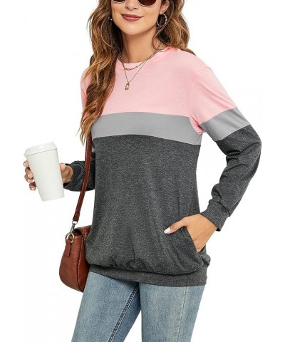 Women's Casual Loose Fit Tunic Tops Long Sleeve Comfy Sweatshirts Pullover T-Shirts Blouses C-pink $17.04 Hoodies & Sweatshirts