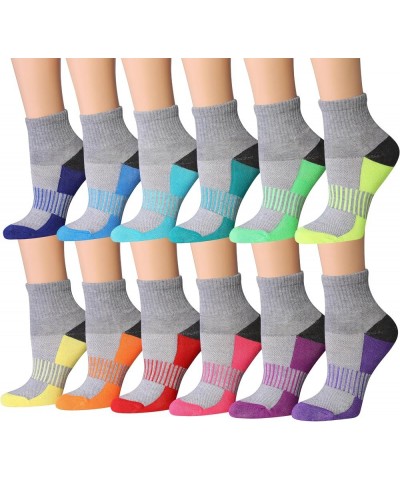 Women's 12-Pairs Running & Athletic Sports Performance Ankle/Quarter Socks Grayscale Spectrum $16.79 Activewear