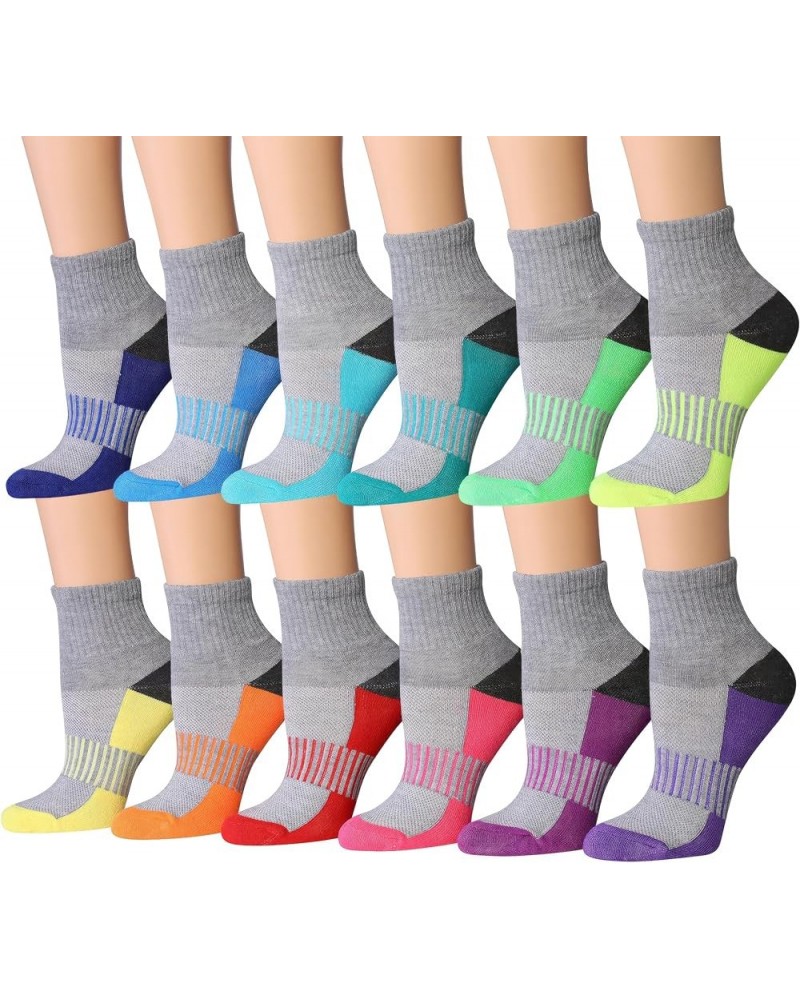 Women's 12-Pairs Running & Athletic Sports Performance Ankle/Quarter Socks Grayscale Spectrum $16.79 Activewear