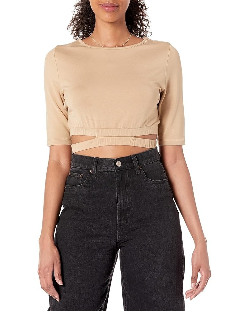 Women's Genievive Cropped Cutout Top Stone $10.59 Tanks