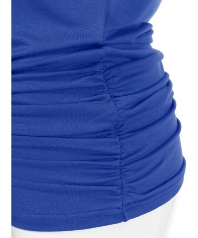 Women's Short Sleeve Boat Neck Dolman Top with Side Shirring (S-XXL) Dbt104_royalblue $9.89 T-Shirts