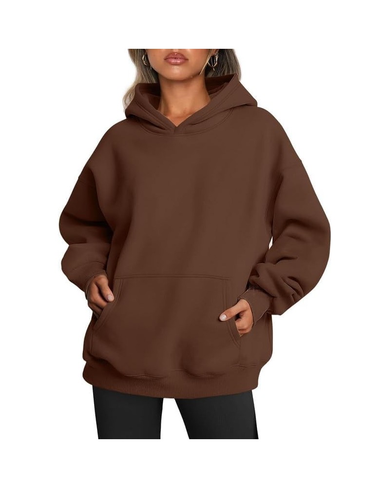 Womens Oversized Hoodies Fleece Sweatshirts Long Sleeve Sweaters Pullover Fall Clothes with Pocket Coffee $11.00 Hoodies & Sw...