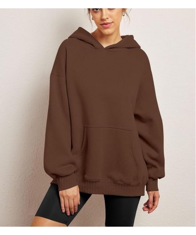 Womens Oversized Hoodies Fleece Sweatshirts Long Sleeve Sweaters Pullover Fall Clothes with Pocket Coffee $11.00 Hoodies & Sw...