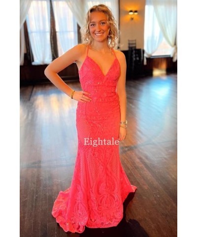 Sequin Prom Dresses Lace Long with Slit V-Neck Sleeveless Formal Evening Party Gown Rust $35.69 Dresses