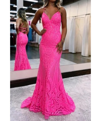 Sequin Prom Dresses Lace Long with Slit V-Neck Sleeveless Formal Evening Party Gown Rust $35.69 Dresses