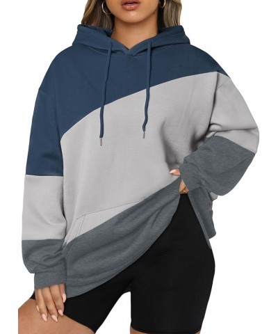 Women Plus Size Hoodies Sweatshirts Long Sleeve Colorblock Drawstring Hooded Tops(1X-5X) L Gray $22.19 Hoodies & Sweatshirts