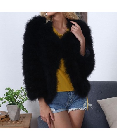 Womens Elegant Faux Fur Coat Sexy Open Front Cardigan Sweaters Solid Warm Winter Coats Furry Turn Down Collar Outwear Black $...