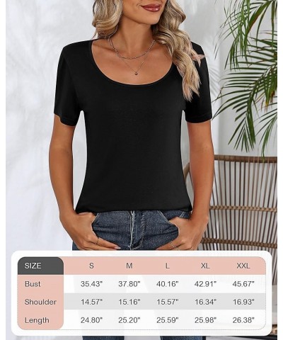 2 Pcs Womens T Shirt Tops with Scoop Neck Basic Casual Tee Women Basic Layer Shirts Black, Light Gray, Short Sleeve $20.05 T-...