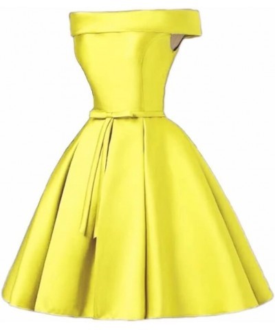 Women's Off Shoulder Satin A Line Short Homecoming Prom Dresses Style3-yellow $43.45 Dresses