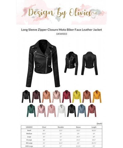 Women's Long Sleeve Zipper Closure Moto Biker Faux Leather Jacket Burgundy $20.00 Coats