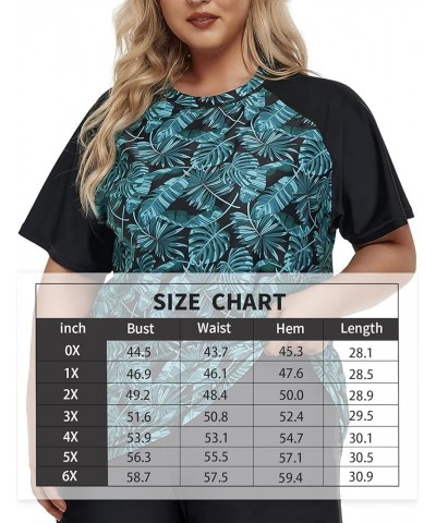 Women's Plus Size Rash Guard Swim Shirt Short Sleeves UPF 50+ Swimwear Workout Top 0X-6X Green Leaves $16.37 Swimsuits