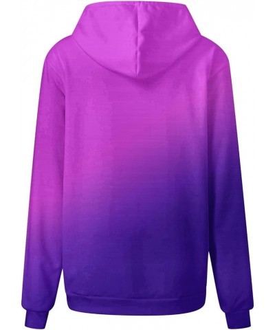 Women's Gradient Hooded Sweatshirts Oversized Fleece Pullover Hoodie Top Fall Outfits 2023 Winter Clothes 016 Purple $19.94 Tops