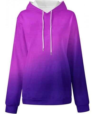 Women's Gradient Hooded Sweatshirts Oversized Fleece Pullover Hoodie Top Fall Outfits 2023 Winter Clothes 016 Purple $19.94 Tops