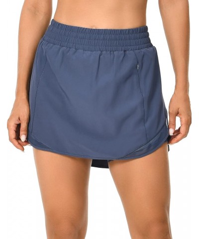 Women's High Waisted Quick Dry Tennis Skirts 4" Athletic Workout Running Shorts Mesh Liner Golf Skorts True Navy $13.50 Skorts