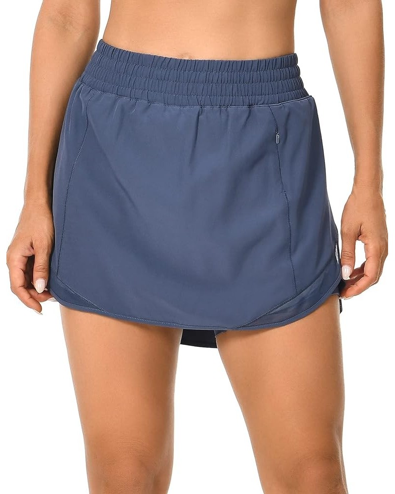 Women's High Waisted Quick Dry Tennis Skirts 4" Athletic Workout Running Shorts Mesh Liner Golf Skorts True Navy $13.50 Skorts