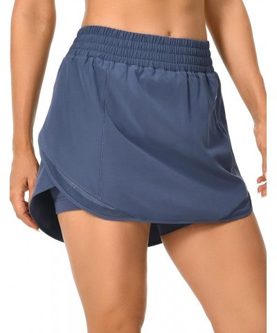 Women's High Waisted Quick Dry Tennis Skirts 4" Athletic Workout Running Shorts Mesh Liner Golf Skorts True Navy $13.50 Skorts