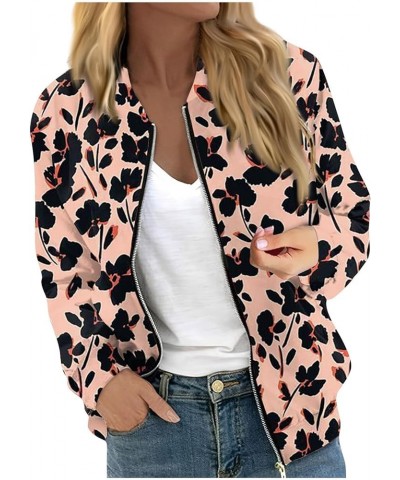 Autumn Womens Ladies Retro Print Floral Zipper Up Bomber Jacket Casual Coat Outwear Jacket 1-dark Gray $6.34 Jackets