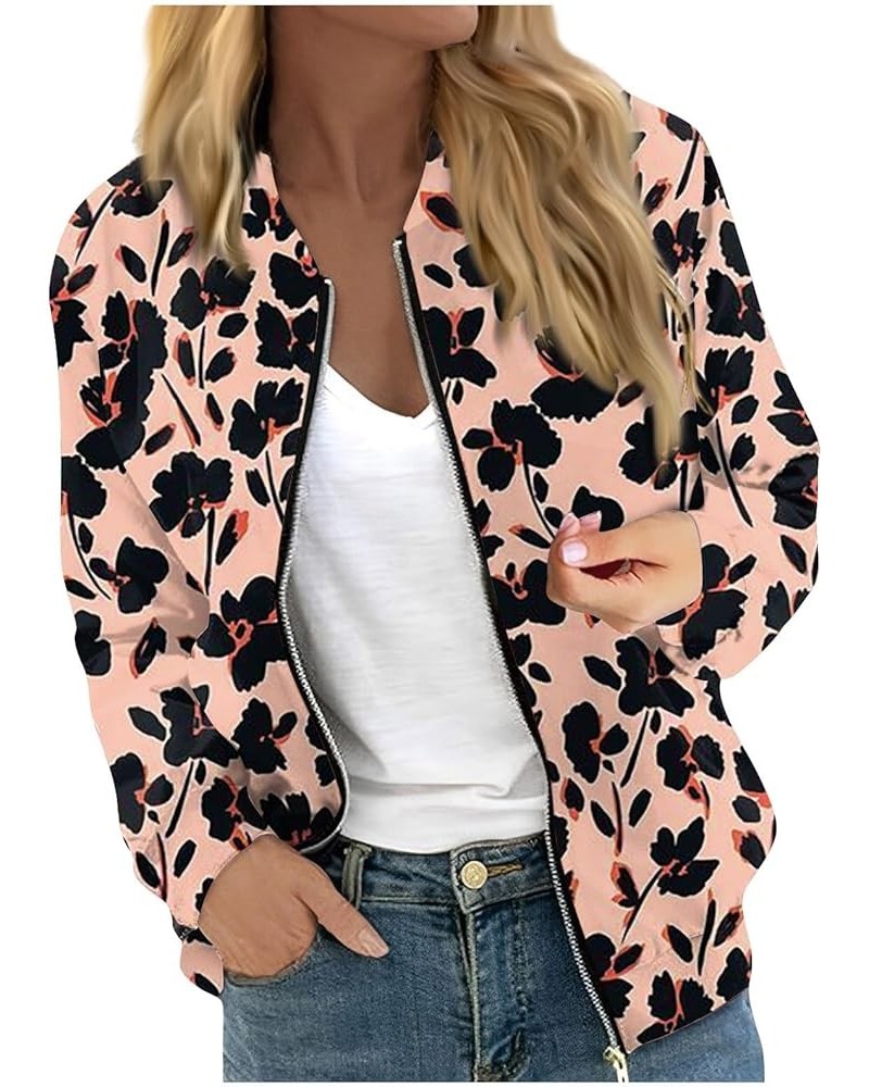 Autumn Womens Ladies Retro Print Floral Zipper Up Bomber Jacket Casual Coat Outwear Jacket 1-dark Gray $6.34 Jackets