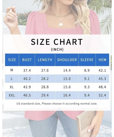 Women's Short Sleeve Tops Square Neck Shirts for Women Buttons Side Tulip Hem T-Shirts Pink $16.81 Tops