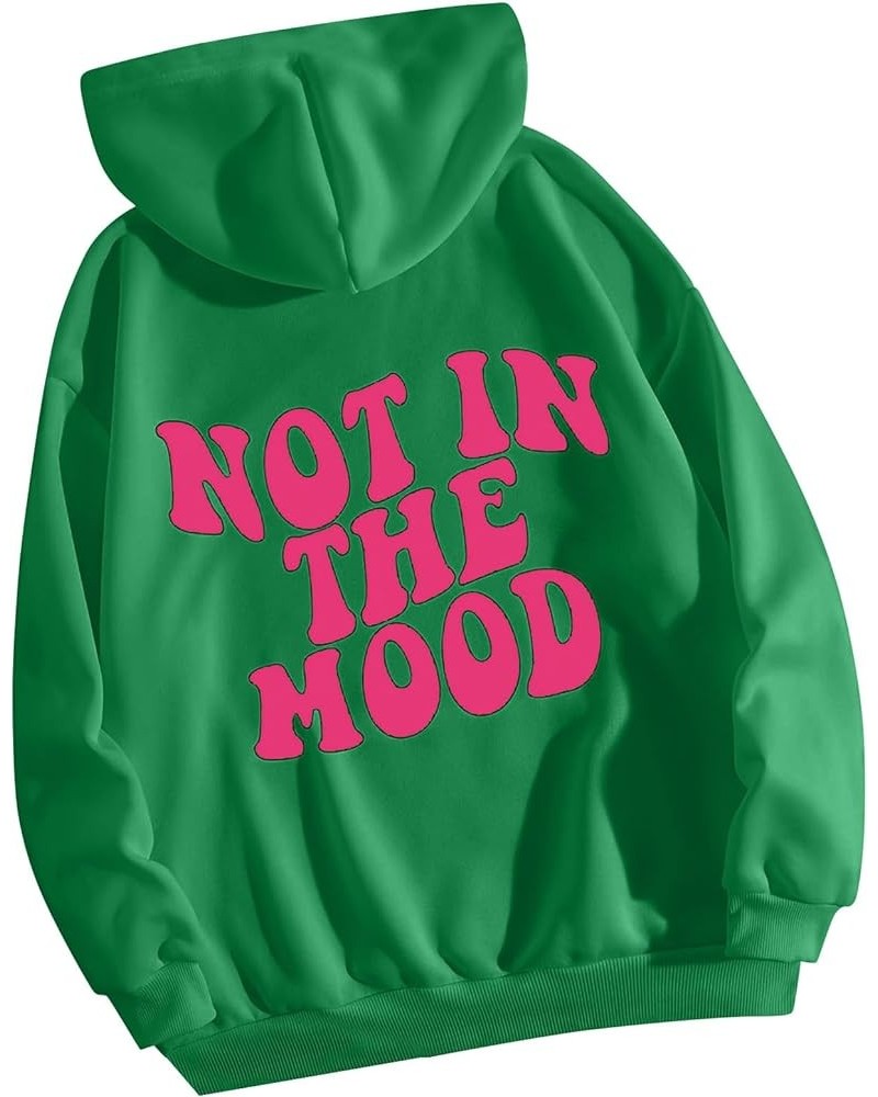 Women's Casual Letter Graphic Print Long Sleeve Pullover Hoodie Sweatshirt Tops Green $14.85 Hoodies & Sweatshirts