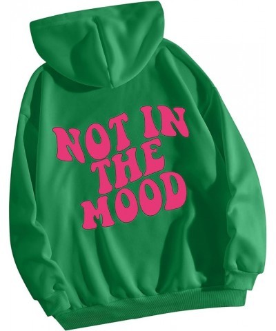 Women's Casual Letter Graphic Print Long Sleeve Pullover Hoodie Sweatshirt Tops Green $14.85 Hoodies & Sweatshirts