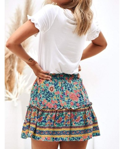 Women's Floral Flared Short Skirt Polka Dot Pleated Mini Skater Skirt with Drawstring T11 $14.52 Skirts