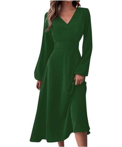 Spring Dresses for Women 2024 Summer Midi Dresses Casual Fashion V-Neck Long Sleeve Solid Color Dress Sexy Party Prom Dress 2...