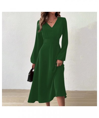 Spring Dresses for Women 2024 Summer Midi Dresses Casual Fashion V-Neck Long Sleeve Solid Color Dress Sexy Party Prom Dress 2...