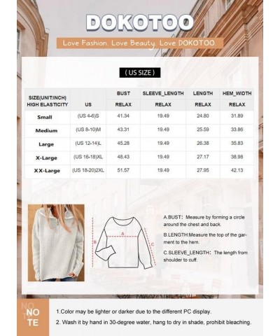 Women's Casual 1/4 Zip Pullover Polo V Neck Long Sleeve Knit Sweater for Women Jumper Tops Khaki $14.50 Sweaters