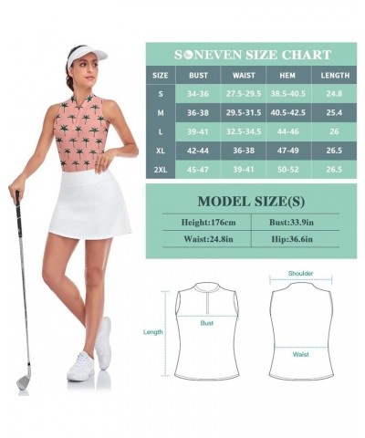 Women's Sleeveless Golf Shirts Printed Moisture Wicking V Neck Golf Polo Shirts Racerback Golf Tank Tops 74-pink Cactus (Race...