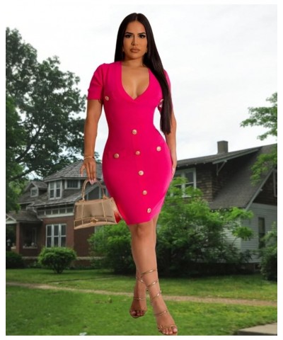 Women's Long Sleeve Sweater Dress V-Neck Mini Knit Sexy Pullover Dress A333-pink $13.49 Dresses