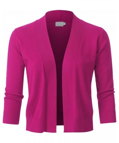 Womens Classic 3/4 Sleeve Open Front Cropped Bolero Cardigan (S~3XL) Jcd002_hotpink $19.13 Sweaters