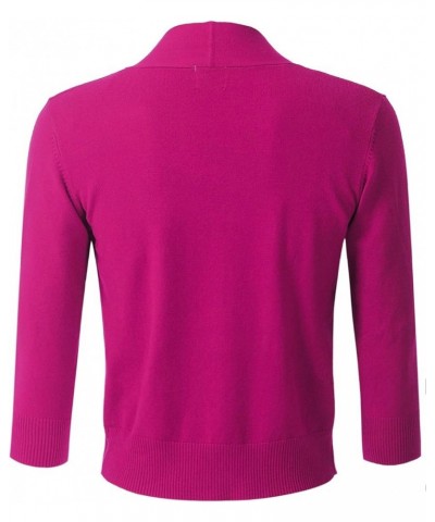 Womens Classic 3/4 Sleeve Open Front Cropped Bolero Cardigan (S~3XL) Jcd002_hotpink $19.13 Sweaters