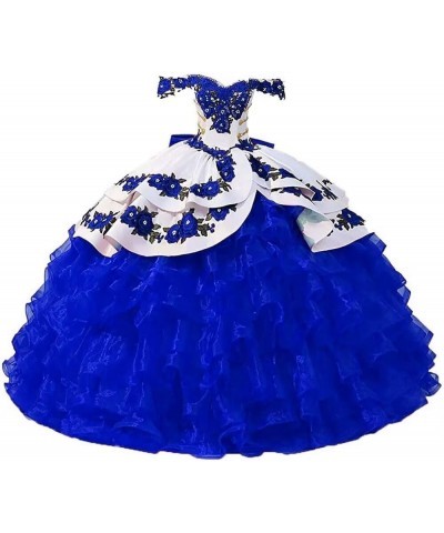 Vintage Flowers Embroidery Quinceanera Dresses Ruffles Prom Ball Gown Sweet 15 16 Dress Style5-royal Blue $78.90 Dresses