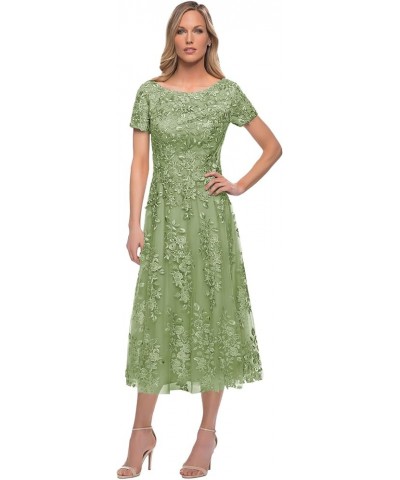 Women's Tea Length Mother of The Bride Dresses for Wedding Lace Formal Dress Evening Party Gown Sage Green $33.60 Dresses