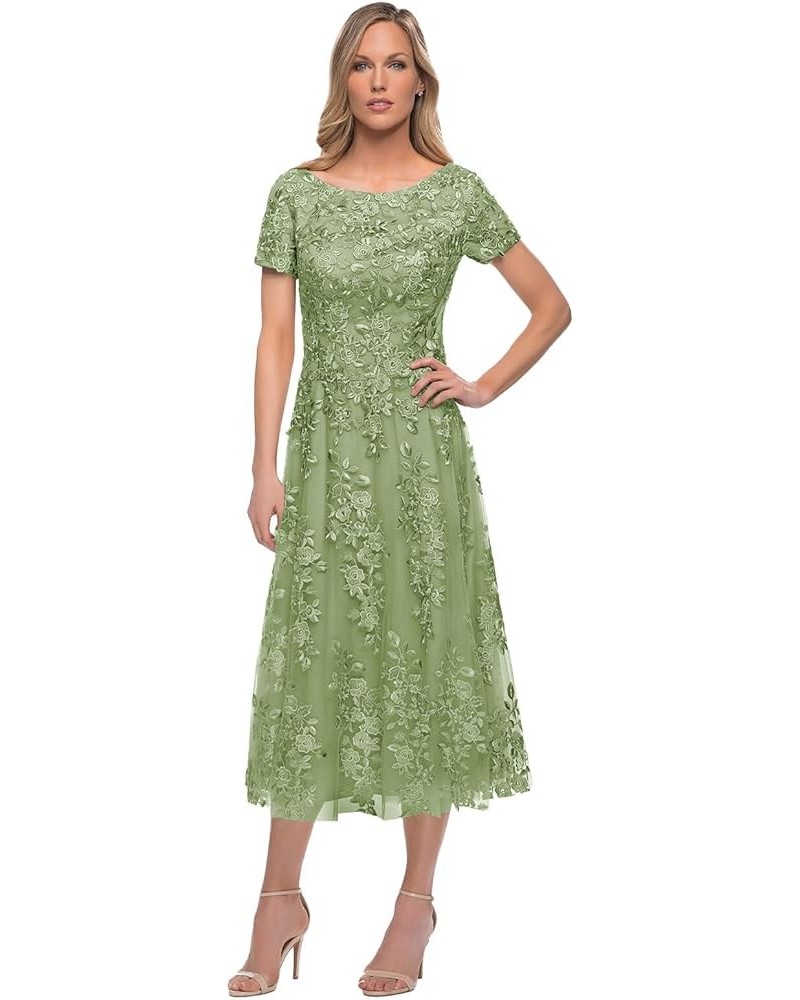 Women's Tea Length Mother of The Bride Dresses for Wedding Lace Formal Dress Evening Party Gown Sage Green $33.60 Dresses