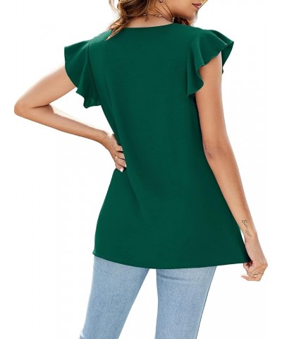 Women's V Neck Summer Tops Twist Puff Sleeve Short Sleeve T Shirts Dressy Casual Comfy Soft Tunics Loose Fit Dark Green $10.0...