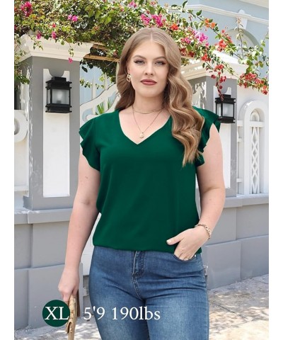 Women's V Neck Summer Tops Twist Puff Sleeve Short Sleeve T Shirts Dressy Casual Comfy Soft Tunics Loose Fit Dark Green $10.0...