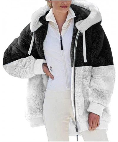 Winter Coats For Women,Women Fleece Hooded Jacket Warm Fuzzy Fluffy Sherpa Jacket Two Pockets Coat Outwear 5-black $19.14 Jac...