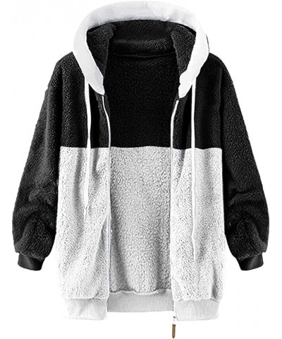 Winter Coats For Women,Women Fleece Hooded Jacket Warm Fuzzy Fluffy Sherpa Jacket Two Pockets Coat Outwear 5-black $19.14 Jac...